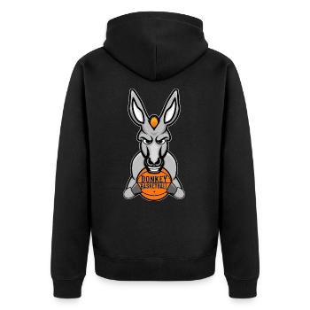 Donkey Basketball Spieler Esel Sport - Unisex Premium Bio Zip Hoodie - Schwarz - Hinten - Nico (187cm)
