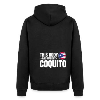 Puerto Rico Geschenkidee | Puerto Ricaner Heimat - Unisex Premium Bio Zip Hoodie - Schwarz - Hinten - Nico (187cm)
