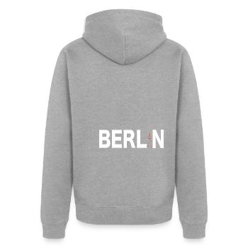 Berlin Souvenir Deutschland Geschenk Skyline - Unisex Premium Bio Zip Hoodie - Grau meliert - Hinten - Nico (187cm)