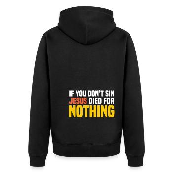 Atheist - Unisex Premium Organic Zip Hoodie - black - Back - Nico (187cm)