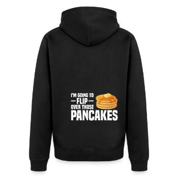 Pancake Koch | Pfannkuchen Ahornsirup Geschenke - Unisex Premium Bio Zip Hoodie - Schwarz - Hinten - Nico (187cm)