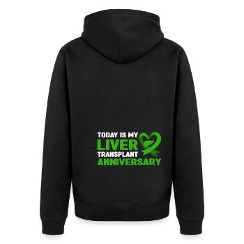Leberempfänger - Unisex Premium Bio Zip Hoodie - Schwarz - Hinten - Nico (187cm)