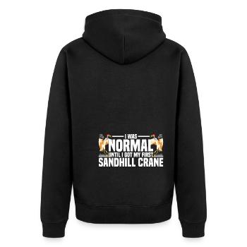 Kanadakranich | Kanadischer Kranich Vogel Geschenk - Unisex Premium Bio Zip Hoodie - Schwarz - Hinten - Nico (187cm)
