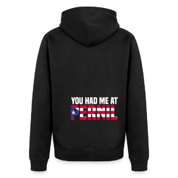 Puerto Rico | Puerto Ricaner Flagge Geschenkideen - Unisex Premium Bio Zip Hoodie - Schwarz - Hinten - Nico (187cm)
