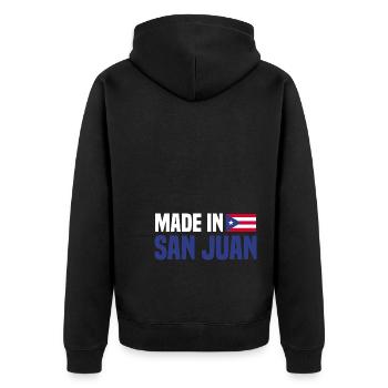 San Juan - Unisex Premium Organic Zip Hoodie - black - Back - Nico (187cm)