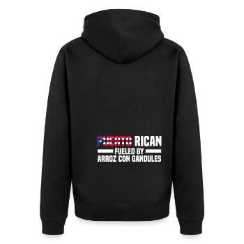 Puerto Rico Flagge | Puerto Ricaner Geschenkideen - Unisex Premium Bio Zip Hoodie - Schwarz - Hinten - Nico (187cm)