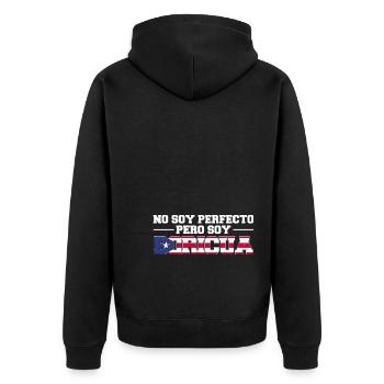 Puerto Rico Flagge | Puerto Ricaner Geschenkideen - Unisex Premium Bio Zip Hoodie - Schwarz - Hinten - Nico (187cm)