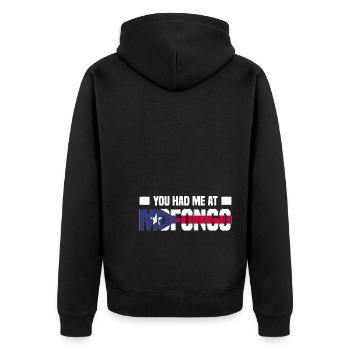 Puerto Rico | Puerto Ricaner Flagge Geschenkideen - Unisex Premium Bio Zip Hoodie - Schwarz - Hinten - Nico (187cm)