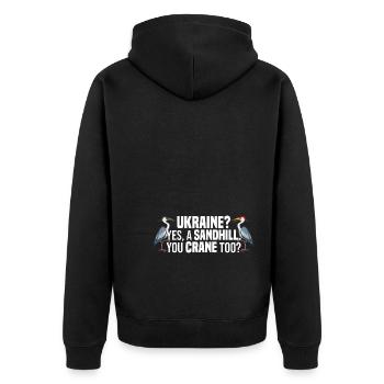 Kanadischer Kranich - Unisex Premium Bio Zip Hoodie - Schwarz - Hinten - Nico (187cm)