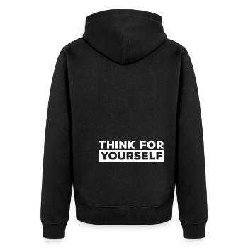 Atheism Proverbs | Atheists Atheist Gift Idea - Unisex Premium Organic Zip Hoodie - black - Back - Nico (187cm)