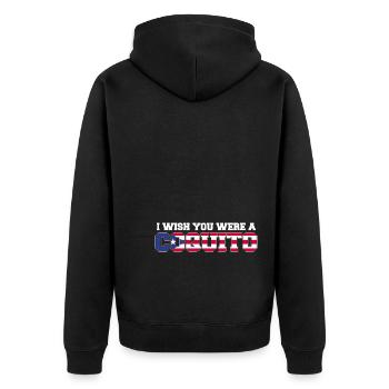 Puerto Rico | Puerto Ricaner Flagge Geschenkideen - Unisex Premium Bio Zip Hoodie - Schwarz - Hinten - Nico (187cm)