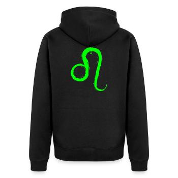 Löwe Leo Sternzeichen Design Symbol Grün Neu - Unisex Premium Bio Zip Hoodie - Schwarz - Hinten - Nico (187cm)