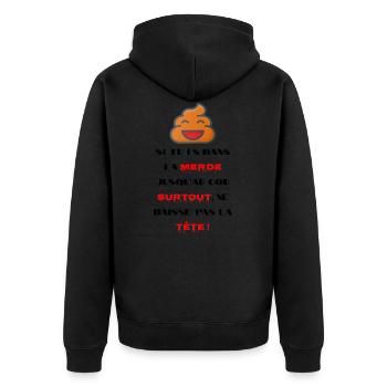 Humour de merde - Veste à capuche bio Premium Unisexe - noir - Dos - Nico (187cm)