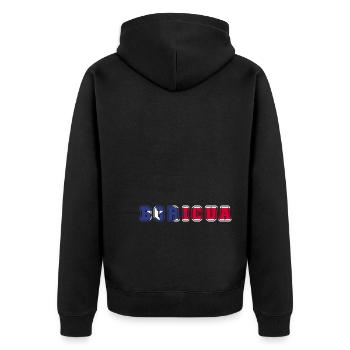 Puerto Rico | Puerto Ricaner Flagge Geschenkideen - Unisex Premium Bio Zip Hoodie - Schwarz - Hinten - Nico (187cm)