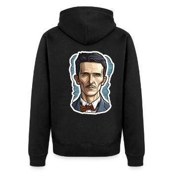 Nikola Tesla - Unisex Premium Organic Zip Hoodie - black - Back - Nico (187cm)