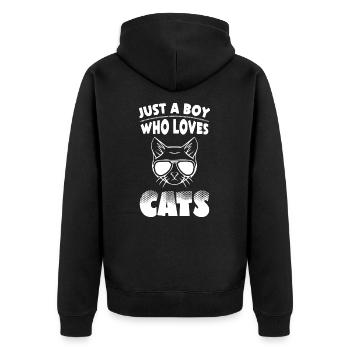 Boys Cats Lover - Unisex Premium Bio Zip Hoodie - Schwarz - Hinten - Nico (187cm)