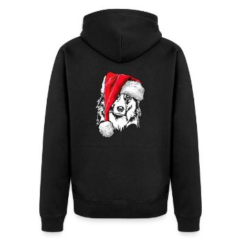 Santa Australian Shepherd Weihnachten Aussie Hunde - Unisex Premium Bio Zip Hoodie - Schwarz - Hinten - Nico (187cm)