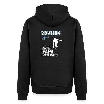 Bowling Bester Papa Vater Vatertag Geburtstag - Unisex Premium Bio Zip Hoodie - Schwarz - Hinten - Nico (187cm)