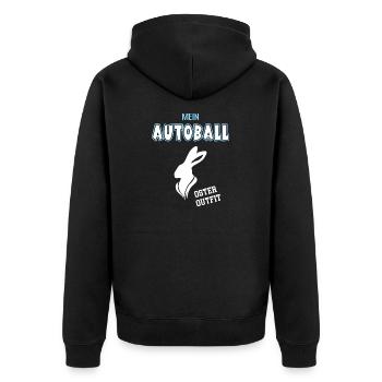 Autoball Oster Outfit Autoballspieler Ostern - Unisex Premium Bio Zip Hoodie - Schwarz - Hinten - Nico (187cm)