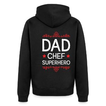 Dad Superhero Dad - Unisex Premium Organic Zip Hoodie - black - Back - Nico (187cm)