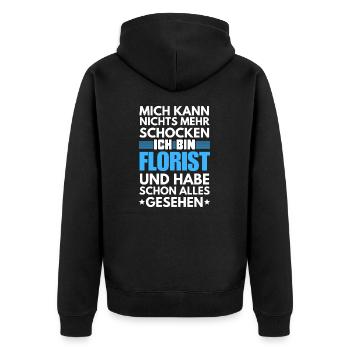 Nicht schockbarer Florist - Unisex Premium Bio Zip Hoodie - Schwarz - Hinten - Nico (187cm)