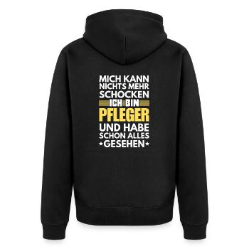 Nicht schockbarer Pfleger - Unisex Premium Bio Zip Hoodie - Schwarz - Hinten - Nico (187cm)