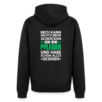 Nicht schockbarer Pfleger - Unisex Premium Bio Zip Hoodie - Schwarz - Hinten - Nico (187cm)