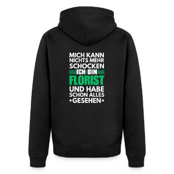 Nicht schockbarer Florist - Unisex Premium Bio Zip Hoodie - Schwarz - Hinten - Nico (187cm)