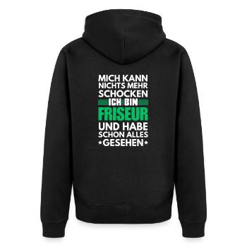 Coiffeur non choquable - Veste à capuche bio Premium Unisexe - noir - Dos - Nico (187cm)