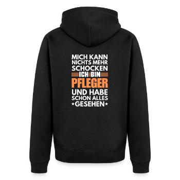 Nicht schockbarer Pfleger - Unisex Premium Bio Zip Hoodie - Schwarz - Hinten - Nico (187cm)