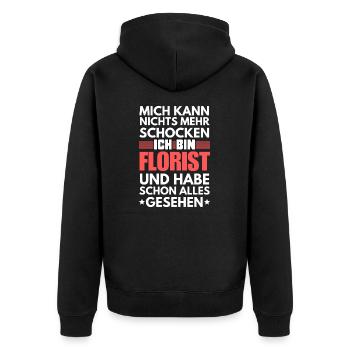Nicht schockbarer Florist - Unisex Premium Bio Zip Hoodie - Schwarz - Hinten - Nico (187cm)