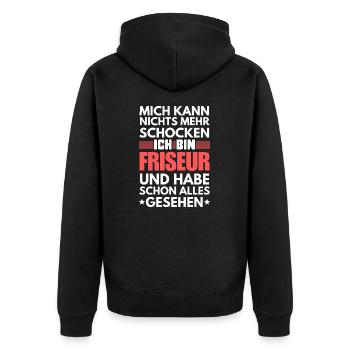 Coiffeur non choquable - Veste à capuche bio Premium Unisexe - noir - Dos - Nico (187cm)