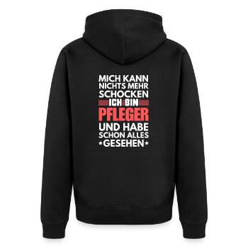 Nicht schockbarer Pfleger - Unisex Premium Bio Zip Hoodie - Schwarz - Hinten - Nico (187cm)