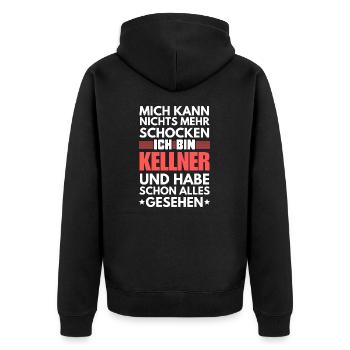 Non-shockable waiter - Unisex Premium Organic Zip Hoodie - black - Back - Nico (187cm)