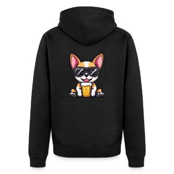 Chihuahua Hund Apres Ski Bier Comic - Unisex Premium Bio Zip Hoodie - Schwarz - Hinten - Nico (187cm)