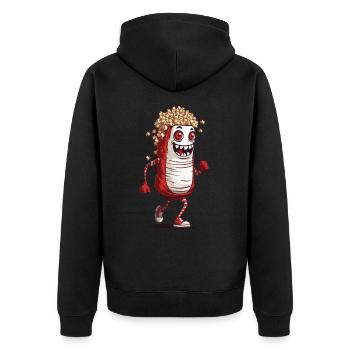 Soirée cinéma drôle de monstre pop-corn d’Halloween - Veste à capuche bio Premium Unisexe - noir - Dos - Nico (187cm)