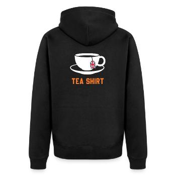 Tea Shirt – Calm Teacup Pun - Unisex Premium Organic Zip Hoodie - black - Back - Nico (187cm)