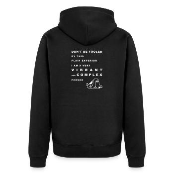 Funny Dog Quote White Text - Unisex Premium Organic Zip Hoodie - black - Back - Nico (187cm)