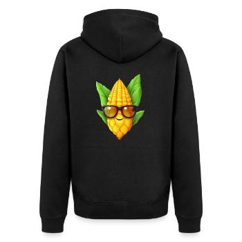 Maïs kawaii avec lunettes nerd: Cobsmart - Veste à capuche bio Premium Unisexe - noir - Dos - Nico (187cm)
