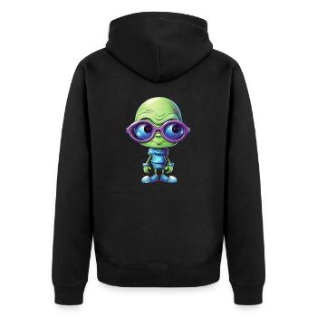 Nerdy alien with glasses - Unisex Premium Organic Zip Hoodie - black - Back - Nico (187cm)