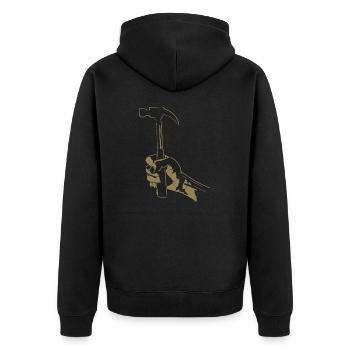Charpentier à la main avec marteau Silhouette artisanat - Veste à capuche bio Premium Unisexe - noir - Dos - Nico (187cm)
