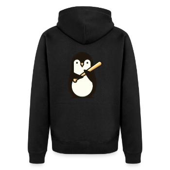 Cute Penguin Baseball Comic - Unisex Premium Organic Zip Hoodie - black - Back - Nico (187cm)