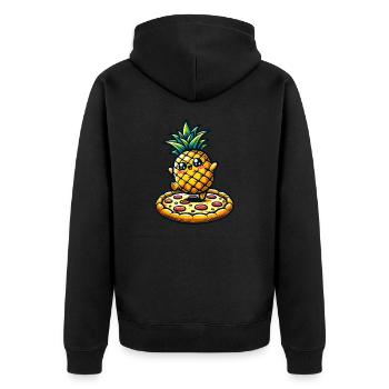 Kawaii Pineapple Dancing on Pizza - Unisex Premium Organic Zip Hoodie - black - Back - Nico (187cm)