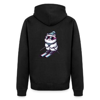 Perserkatze Skifahrer Winterzauber - Unisex Premium Bio Zip Hoodie - Schwarz - Hinten - Nico (187cm)