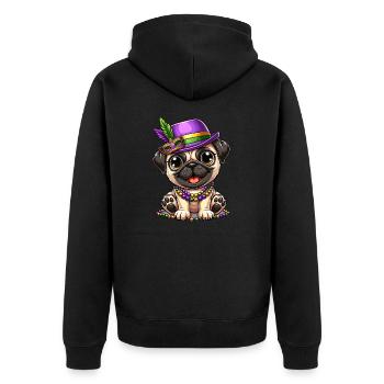 Carlin comique de Mardi Gras - Veste à capuche bio Premium Unisexe - noir - Dos - Nico (187cm)