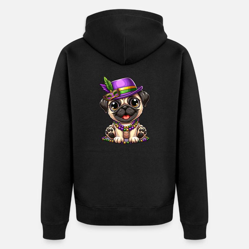 Carlin comique de Mardi Gras - Veste à capuche bio Premium Unisexe - noir
