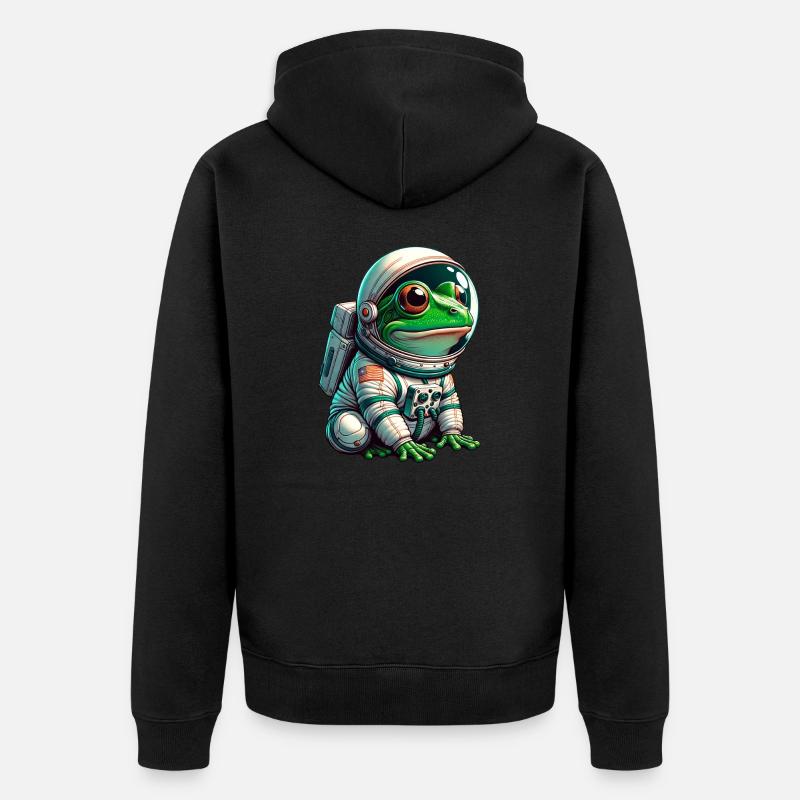 Grenouille astronaute dans l’espace - Veste à capuche bio Premium Unisexe - noir