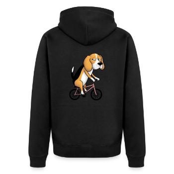 Drôle beagle chien sur le vélo fantaisiste drôle - Veste à capuche bio Premium Unisexe - noir - Dos - Nico (187cm)
