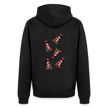 Lighthouse Icon - Unisex Premium Organic Zip Hoodie - black - Back - Nico (187cm)