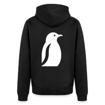 Penguin South Pole Silhouette Minimalist - Unisex Premium Organic Zip Hoodie - black - Back - Nico (187cm)